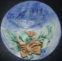 studio1world bahai inspired art - Ceramic circle shaped sculpture with the Greatest Name of God